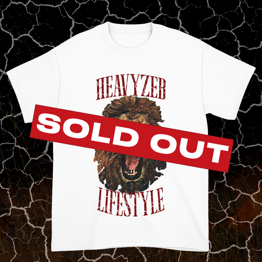 HEART OF A LION WHITE TEE w/ Burgandy Letters