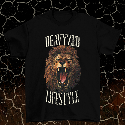 HEART OF A LION BLACK TEE w/ OFF WHITE LETTERS