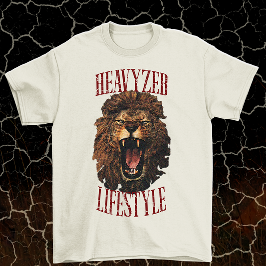 HEART OF A LION OFF WHITE TEE w/ Burgandy Letters