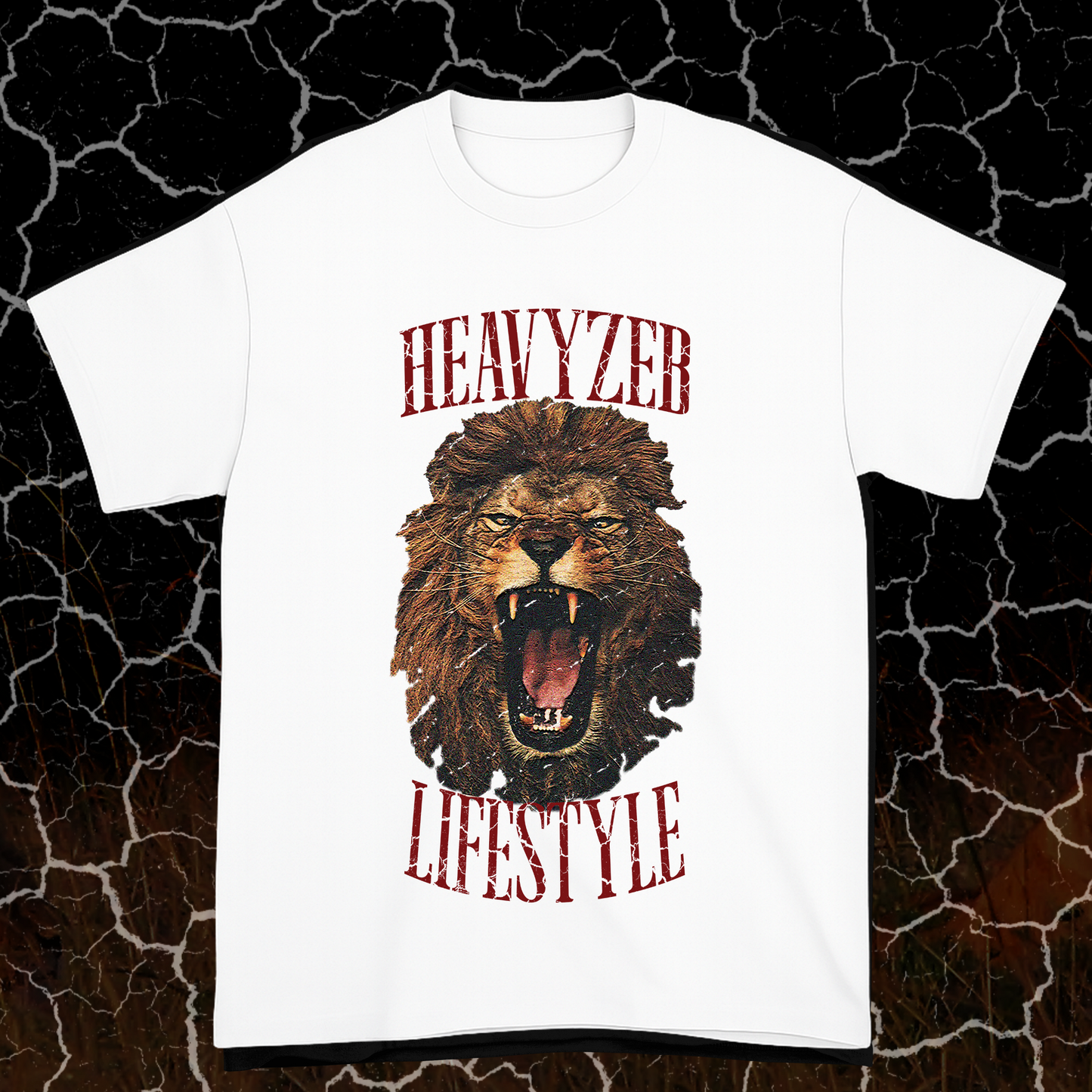 HEART OF A LION WHITE TEE w/ Burgandy Letters